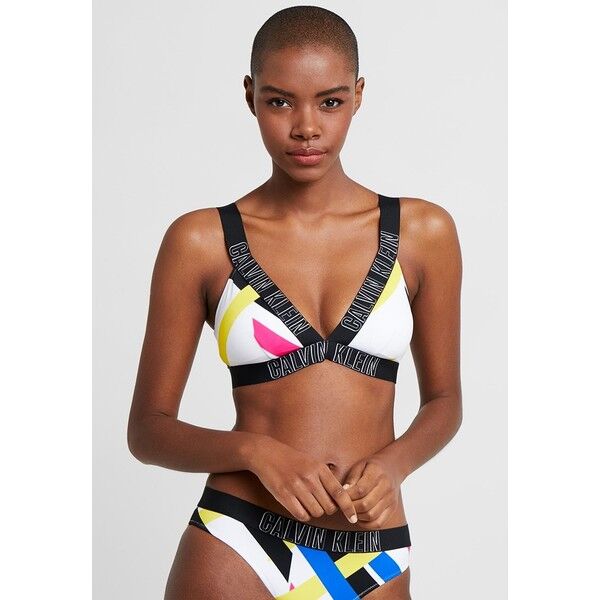 Calvin Klein Swimwear INTENSE POWER PLUNGE BRALETTE STRIPE Góra od bikini white/multi coloured C1781J00W