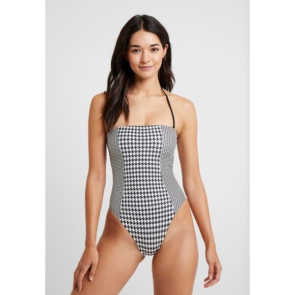 Tommy Hilfiger BANDEAU ONE PIECE CHECK Kostium kąpielowy black/white TO181G00V
