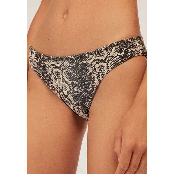 OYSHO MIT SCHLANGENHAUTPRINT Dół od bikini black OY181I092
