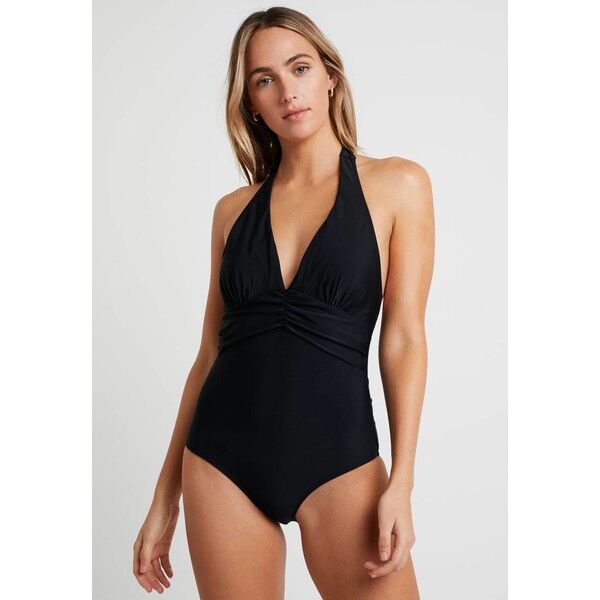 Dorothy Perkins PLUNGE SWIMSUIT UNDER BUST RUCHING Kostium kąpielowy black DP581G00G