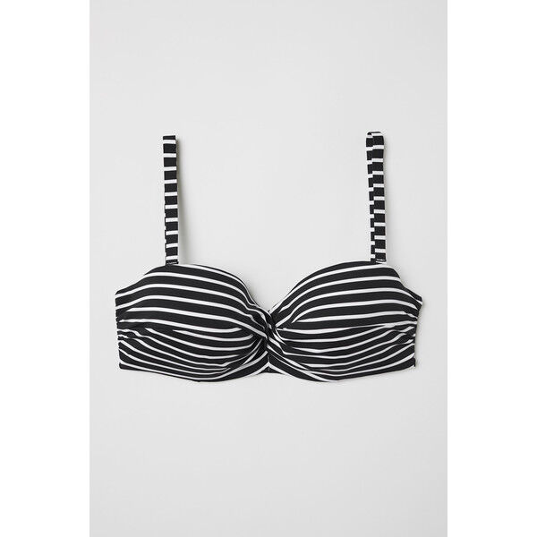 H&M H&M+ Góra od kostiumu 0640541001 Czarny/Białe paski