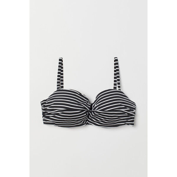 H&M H&M+ Góra od kostiumu 0690511001 Czarny/Białe paski