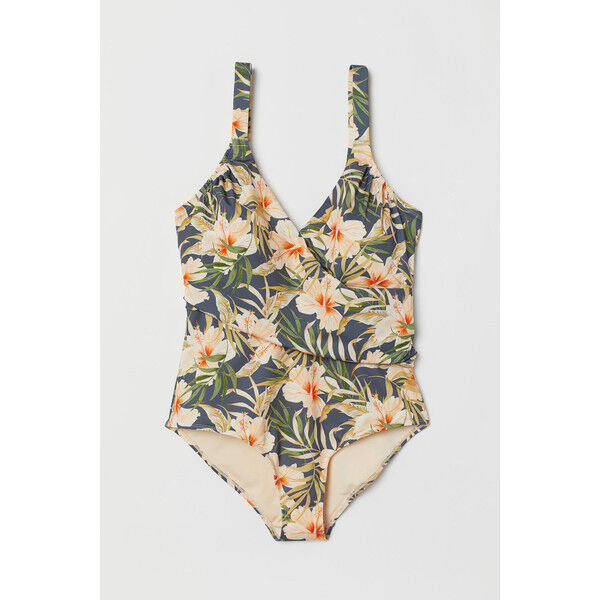 H&M H&M+ Kostium kąpielowy 0710766004 Ciemnoszary/Kwiaty