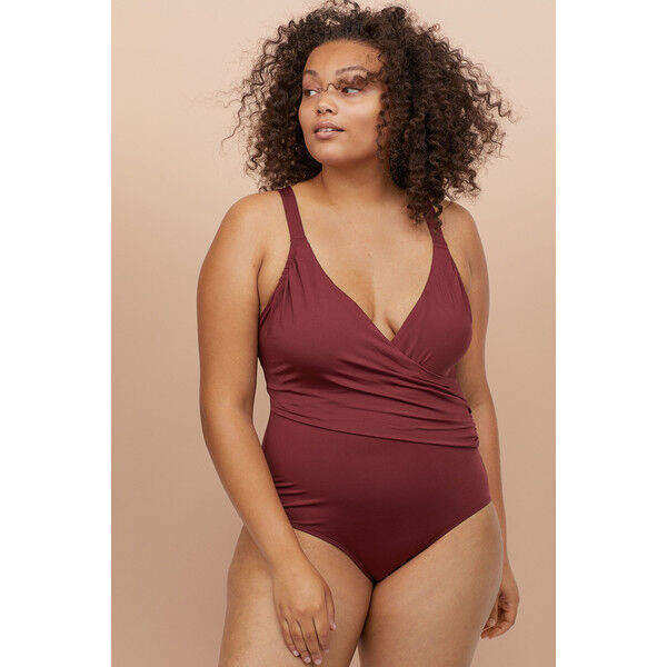 H&M H&M+ Kostium kąpielowy 0710766002 Burgundowy