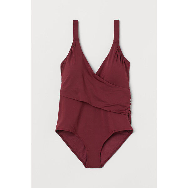 H&M H&M+ Kostium kąpielowy 0710766004 Burgundowy