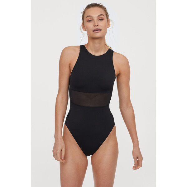 H&M Sportowy kostium kąpielowy 0666656004 Czarny/Siateczka