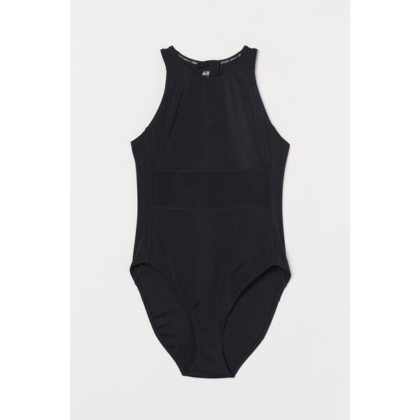 H&M Sportowy kostium kąpielowy 0666656001 Czarny/Siateczka
