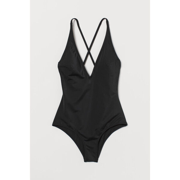 H&M Kostium kąpielowy w serek 0742933003 Czarny