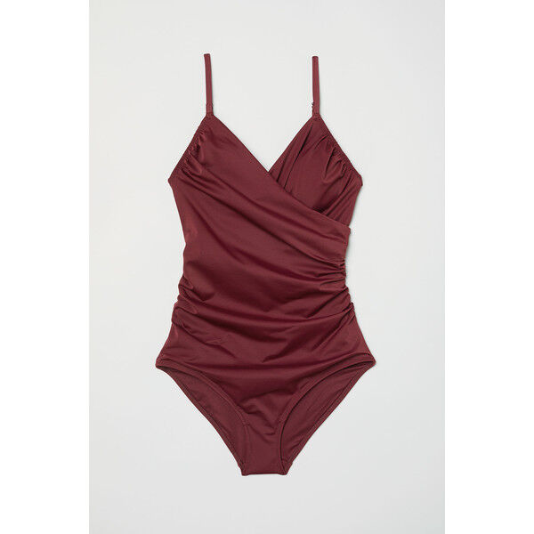 H&M Modelujący kostium kąpielowy 0188183015 Burgundowy