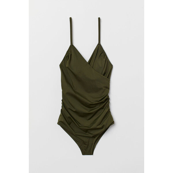 H&M Modelujący kostium kąpielowy 0188183002 Ciemna zieleń khaki
