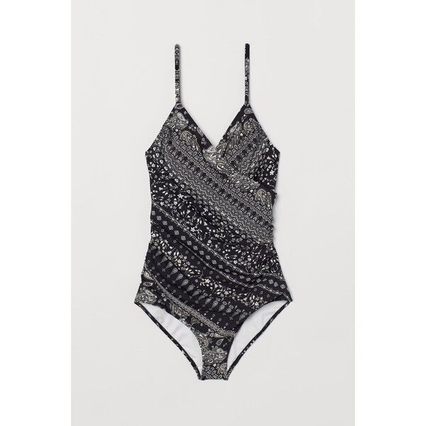 H&M Modelujący kostium kąpielowy 0188183015 Czarny/Paisley