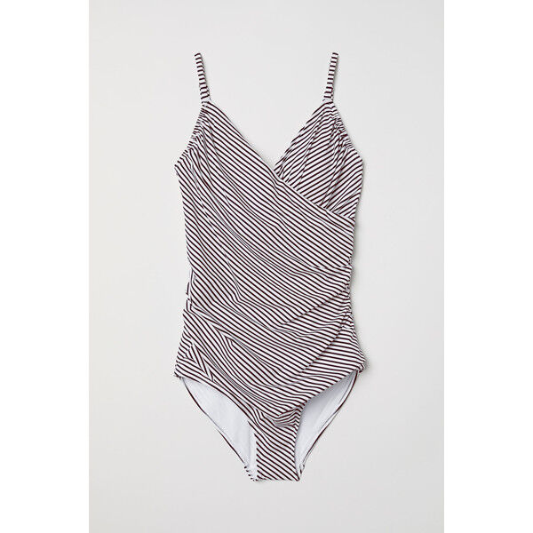 H&M Modelujący kostium kąpielowy 0188183002 Biały/Niebieskie paski