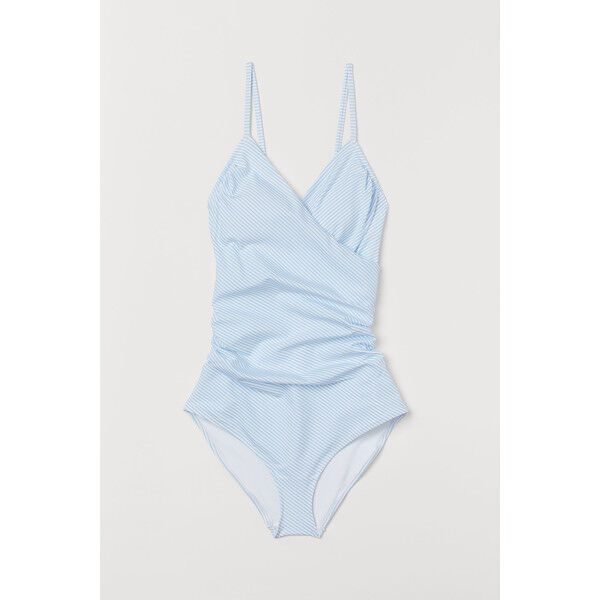 H&M Modelujący kostium kąpielowy 0188183002 Jasnoniebieski/Białe paski