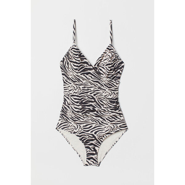 H&M Modelujący kostium kąpielowy 0188183015 Czarny/Zeberka
