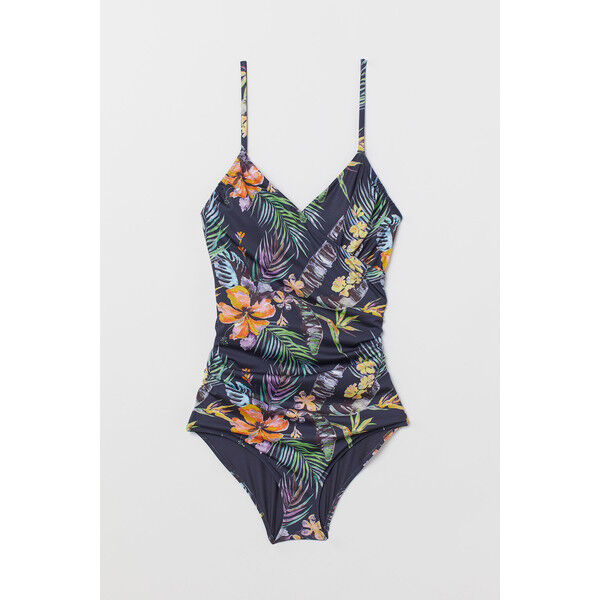 H&M Modelujący kostium kąpielowy 0188183002 Ciemnoniebieski/Wzór