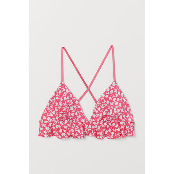 H&M Góra od kostiumu 0721059004 Ciemnoróżowy/Kwiaty