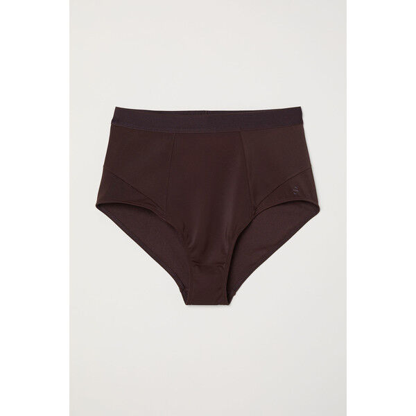 H&M Dół od kostiumu High Waist 0600932001 Ciemnośliwkowy