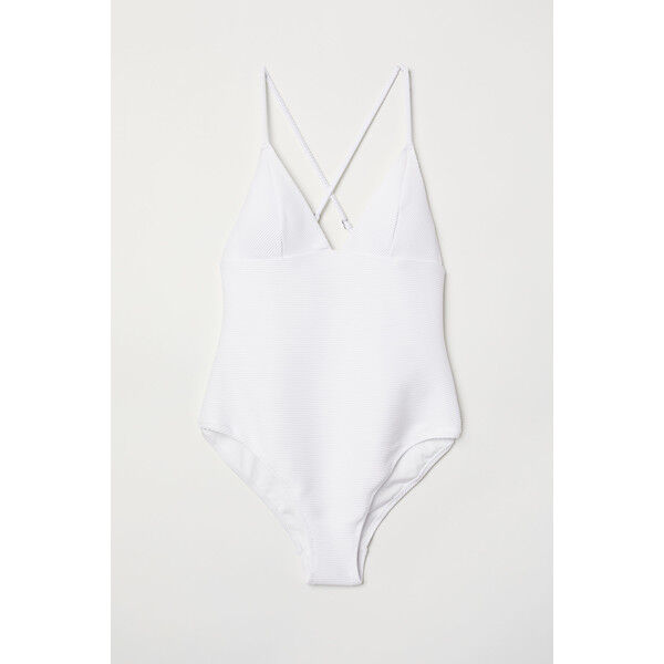 H&M Kostium kąpielowy w prążki 0630994004 Biały
