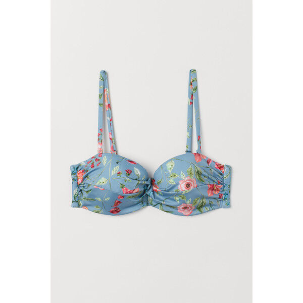 H&M Góra od kostiumu 0589599040 Jasnoturkusowy/Kwiaty