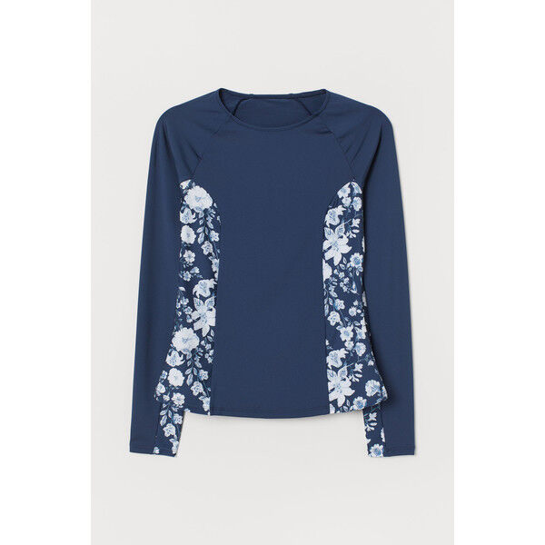 H&M Top kąpielowy z długim rękawem 0760345001 Ciemnoniebieski