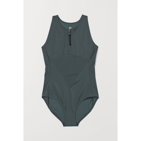 H&M Sportowy kostium kąpielowy 0684008001 Ciemnozielony