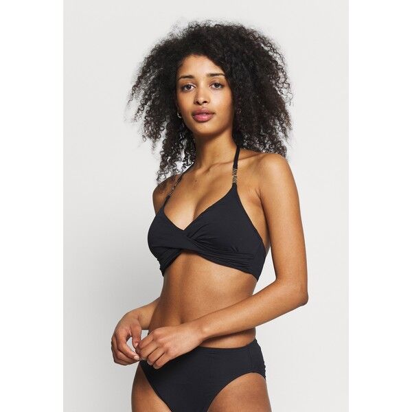 MICHAEL Michael Kors SOLID LOGO CHAIN HALTER TWIST Góra od bikini black MK181J00S