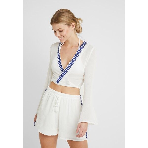 Missguided TASSEL DETAIL FLARED SLEEVE TIE FRONT Akcesoria plażowe white M0Q81H00A