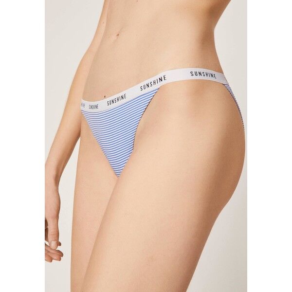 OYSHO MIT SEERSUCKER-PRINT UND GUMMIBUND Dół od bikini light blue OY181R0NT