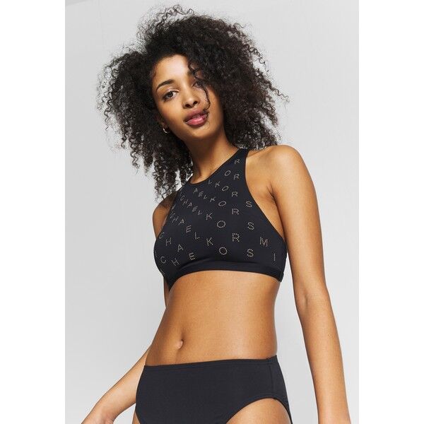 MICHAEL Michael Kors STUDDED LOGO SOLIDS RACERBACK CROP Góra od bikini black MK181J00L