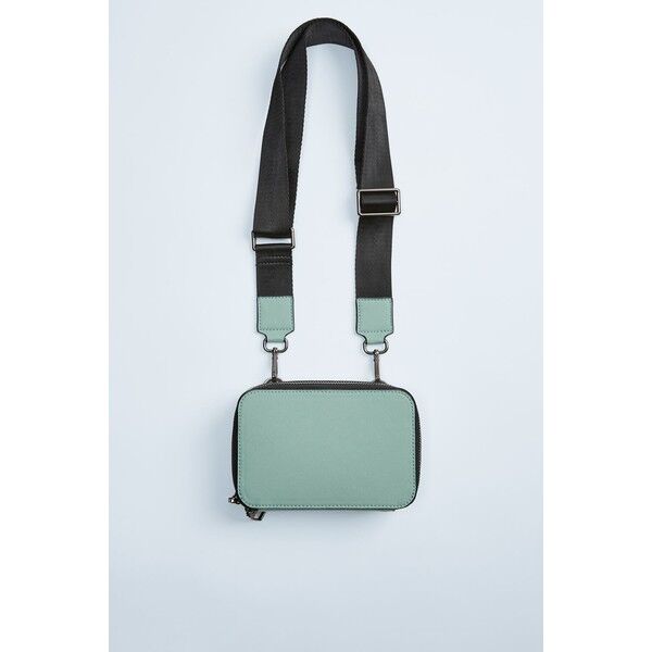 Zara PROSTOKĄTNA MINI TOREBKA LISTONOSZKA TYPU KUFEREK Mięta 3535/520