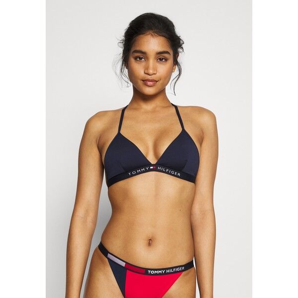 Tommy Hilfiger CORE SOLID LOGO TRIANGLE Góra od bikini pitch blue TO181J00Y