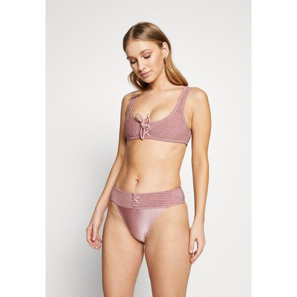 Topshop SHIRRED FRONT CROP HI LEG Bikini rose TP781L006