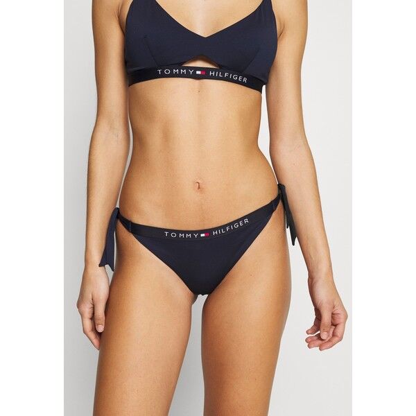 Tommy Hilfiger CORE SOLID LOGO CHEEKY SIDE TIE Dół od bikini pitch blue TO181I013