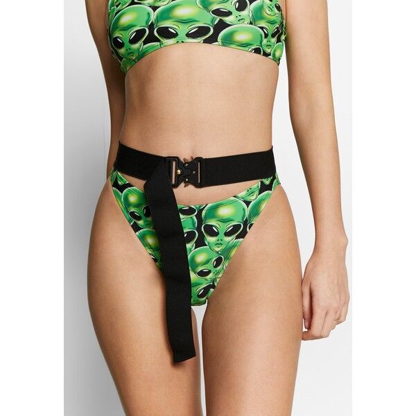 Jaded London HIGH WAIST BIKINI BOTTOMS WITH BELT ALL OVER ALIEN PRINT Dół od bikini neon green JL081I00N