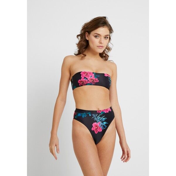 Missguided FLORAL BANDEAU BIKINI AND HIGH WAISTED BOTTOMS SET Bikini black M0Q81L01J