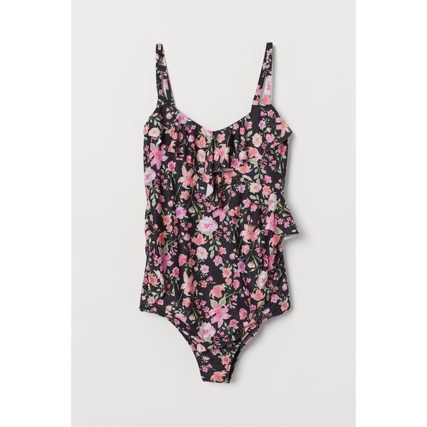 H&M MAMA Kostium kąpielowy 0716545004 Czarny/Kwiaty
