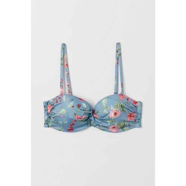 H&M Góra od kostiumu 0589599017 Jasnoturkusowy/Kwiaty