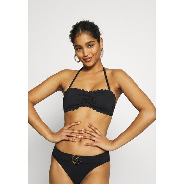 LASCANA BANDEAU SCALLOP Góra od bikini black L8381J02R