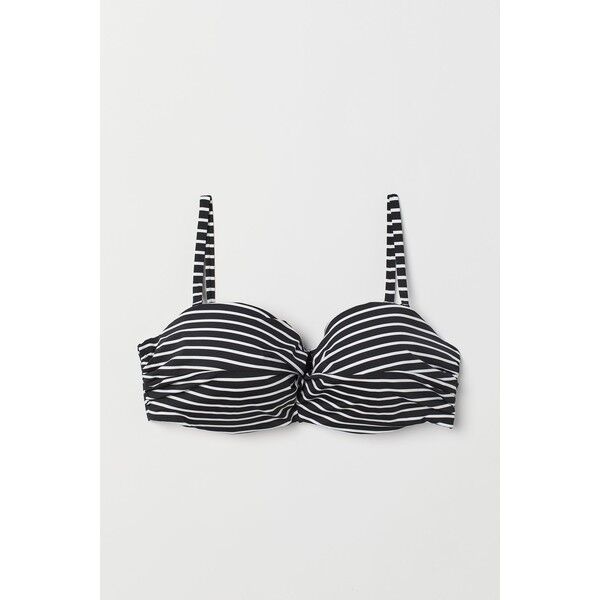 H&M H&M+ Góra od kostiumu 0690511004 Czarny/Białe paski