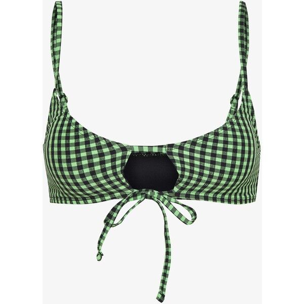 Topshop SEERSUCKER KEYHOLE TIE CROP Góra od bikini lime TP781J024
