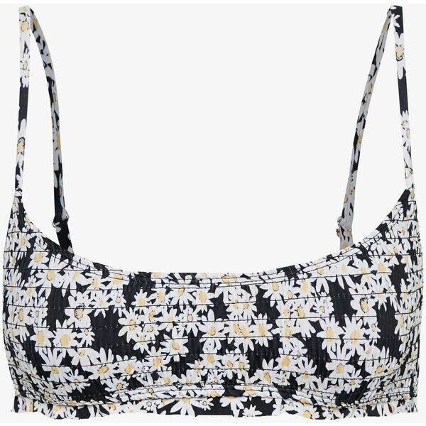 Topshop FLORAL SHIRRED HOOK EYE CROP Góra od bikini black TP781J025