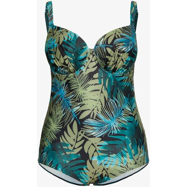 Evans PALM PRINT WIRED SWIMSUIT Kostium kąpielowy black/khaki EW281G00R