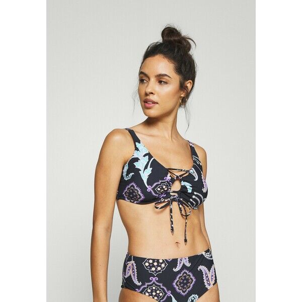 Seafolly ELDORADODD CUP LACE-UP BRA Góra od bikini black S1981J07C