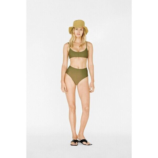 Zara DÓŁ OD BIKINI Z WYSOKIM STANEM Khaki o jasnym odcieniu 4354/003
