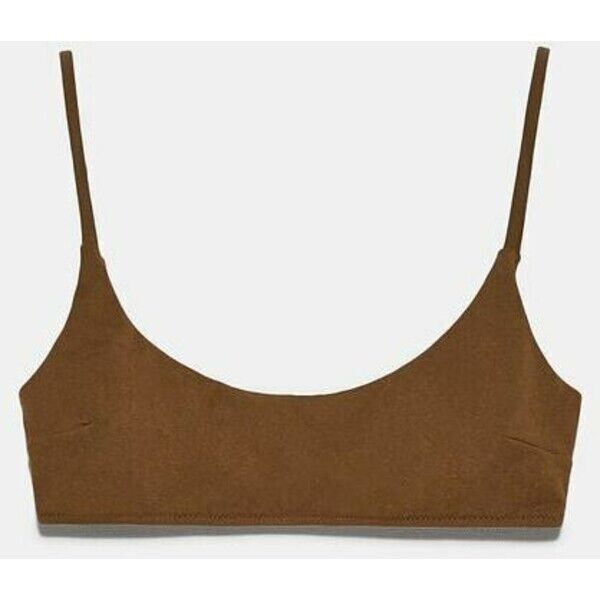 Zara TOP OD BIKINI Z TKANINY STRUKTURALNEJ Tytoniowy 0501/004
