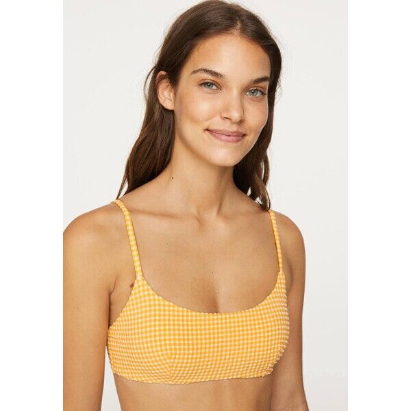 OYSHO GINGHAM CHECK Góra od bikini yellow OY181J06L