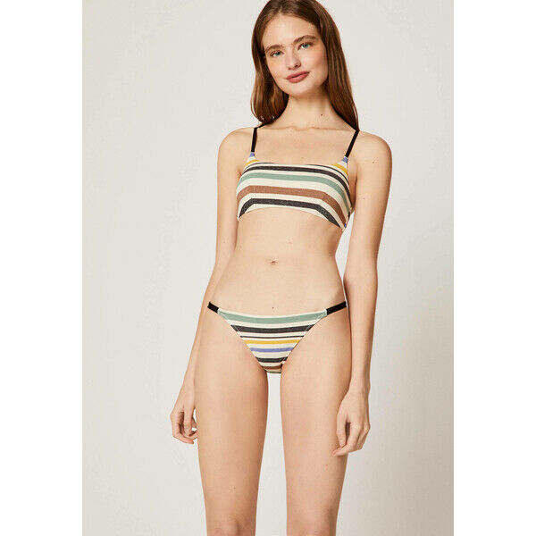 OYSHO MIT GUMMIBUND UND STREIFEN Dół od bikini off-white OY181I0AA