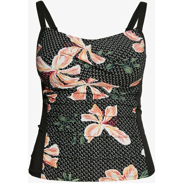Evans HIBISCUS FLORAL PRINT TANKINI Góra od bikini black EW281J00G
