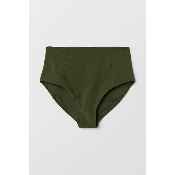 H&M Dół od kostiumu High Waist 0600886014 Ciemna zieleń khaki