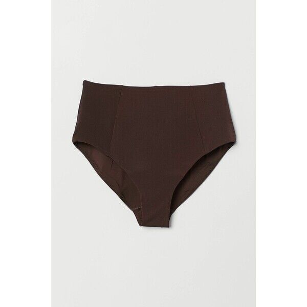 H&M Dół od kostiumu High Waist 0600886014 Ciemnobrązowy